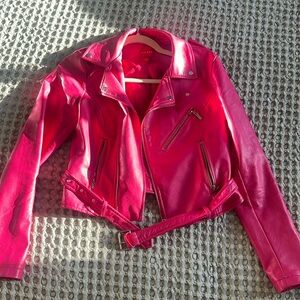 Guess hot pink biker jacket